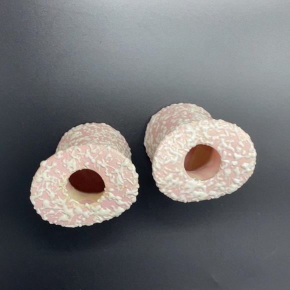 Stanford Sebring MCM Splatter Confetti Textured Console Bowl Candlesticks (2) - Picture 3 of 7